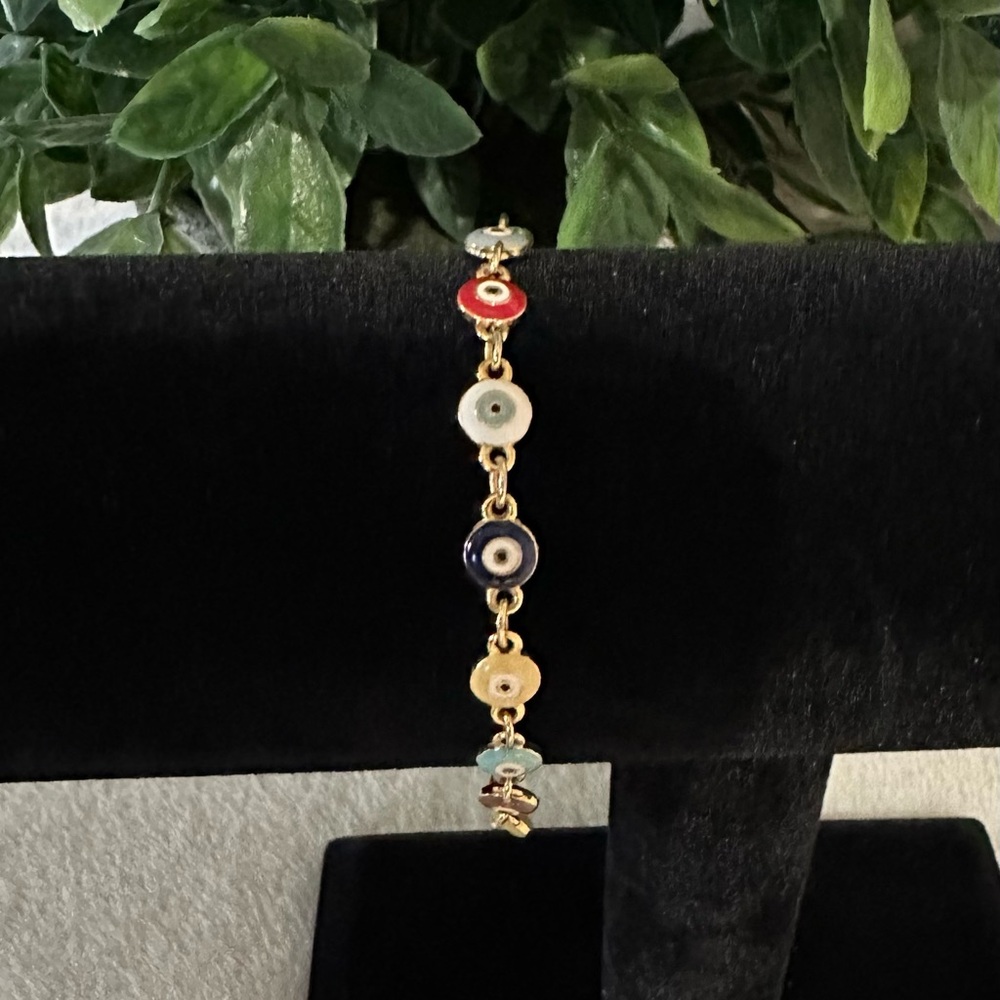 Evil Eye Multi Color Tone Enamel Bracelet.